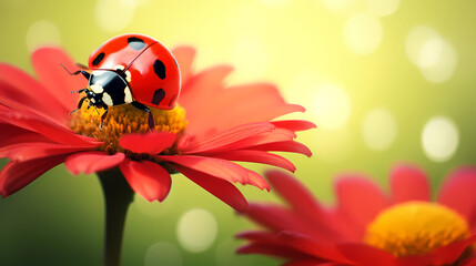 Macro shot, beautiful ladybug