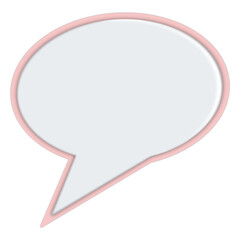 Pink 3D Speech Bubble Icon Isolated on White