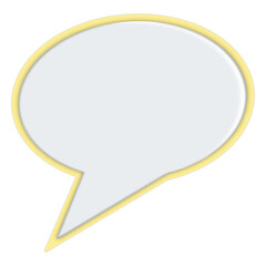 Yellow 3D Speech Bubble Icon Isolated on White