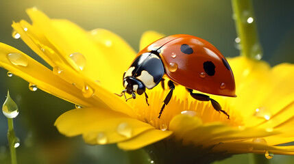 Macro shot, beautiful ladybug