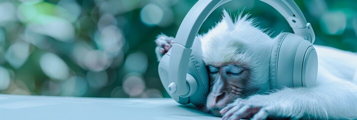 A pair of headphones that plays the thoughts of animals - obrazy, fototapety, plakaty