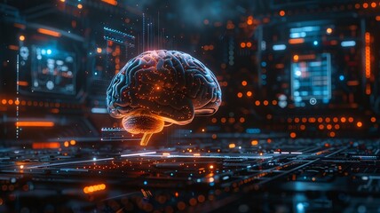 Obraz premium Explore the intricate details of the human brain through a high-definition 3D digital model