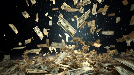 Money background. Hundred dollars of America. Us dollars - obrazy, fototapety, plakaty