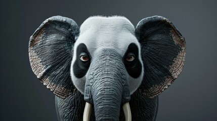 An elephant disguised as a zebra with black and white stripes close-up - Powered by Adobe