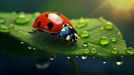 Obraz premium Macro shot, beautiful ladybug