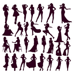 collection of woman singer silhouettes in different poses