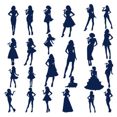 collection of woman singer silhouettes in different poses