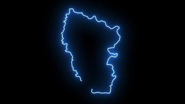 map of Luhans'k in ukraine with glowing neon effect