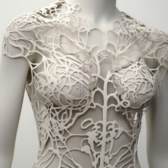 Gossamer threads forming delicate motifs on a vintage gown - obrazy, fototapety, plakaty