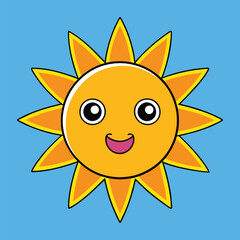 Cute cartoon smiling sun. funny sun vector on an isolated background