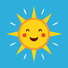 Cute cartoon smiling sun. funny sun vector on an isolated background