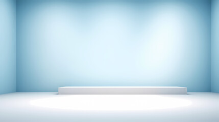 Light trail on the podium with a beam of light on the background