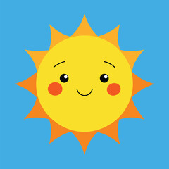 Cute cartoon smiling sun. funny sun vector on an isolated background