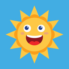 Cute cartoon smiling sun. funny sun vector on an isolated background