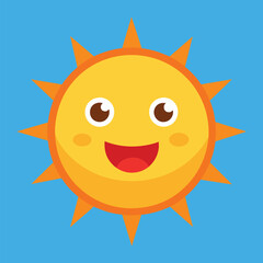 Cute cartoon smiling sun. funny sun vector on an isolated background