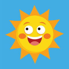 Cute cartoon smiling sun. funny sun vector on an isolated background