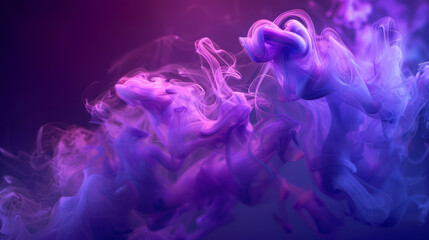 Abstract shapes and smoke. UV light. Modern composition background