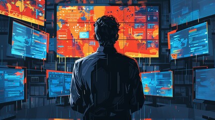 Person Monitoring Multiple Video Conference Screens