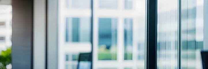 Blurred glass wall of modern business office building