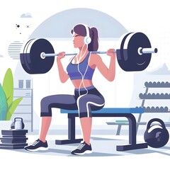 Fototapeta na wymiar A woman lifting weights