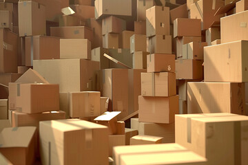Bring to life a 3D animator of a unique backdrop background featuring cardboard boxes