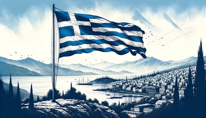 Sketch style illustration for greek independence day.