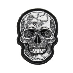 White skull patch with black embroidery and patterns - 758035552