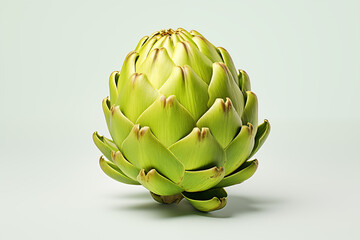 The artichoke is isolated on a white background. AI generation.