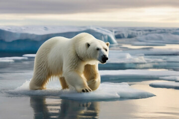 wild animals in the snow with white bear and white penguins and white eagle with snow area abstract background 