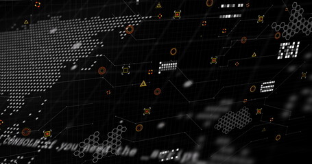 Fototapeta premium Image of data processing over black background