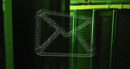 Image of connections with icons and data processing over computer servers