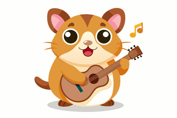 Hamster playing guitar carton style
