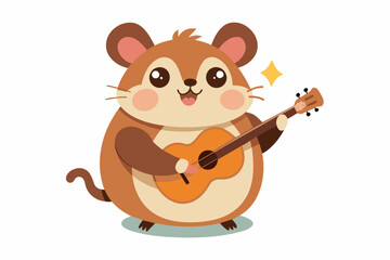 Hamster playing guitar carton style