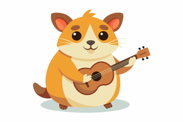 Hamster playing guitar carton style
