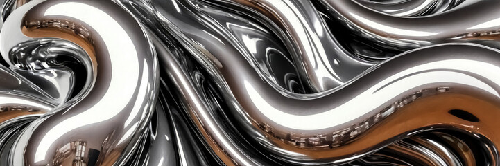 Glossy Chrome Shapes in 3D