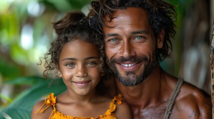 Man and Little Girl Smiling for the Camera