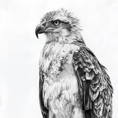 A Pencil Sketch of an African Fish Eagle Isolated on a White Background
