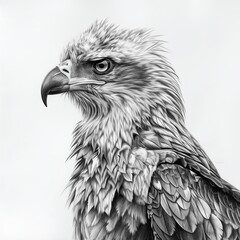 A Pencil Sketch of an African Fish Eagle Isolated on a White Background