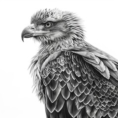 A Pencil Sketch of an African Fish Eagle Isolated on a White Background