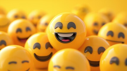 Group of Yellow Emoji Faces With Faces Drawn on Them