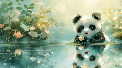 Greeting Card and Banner Design for Social Media or Educational Purposes of National Panda Day Background