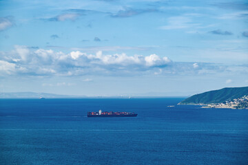 Blue Mediterranean sea in sunny morning.