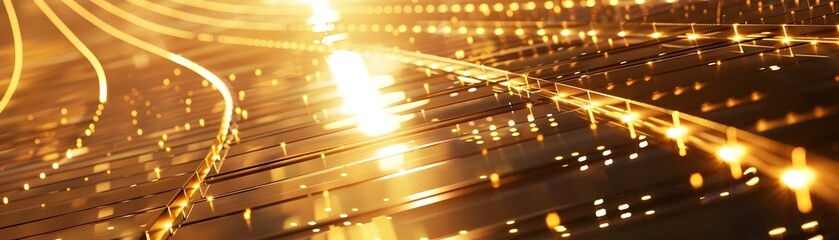 Golden Glow of Solar Panels: A Futuristic Ode to Sustainable Energy Production