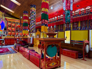 Karma Tekchen Zabsal Ling, Toronto Thrangu Centre, Tibetan Stupa and Shrine in March 2024, Aurora, Ontario, Canada.