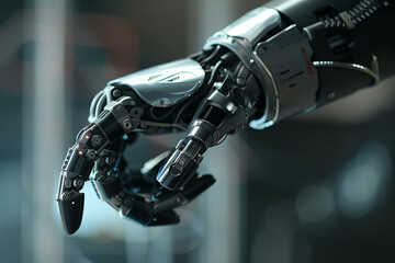 Close-up of future AI robot hand