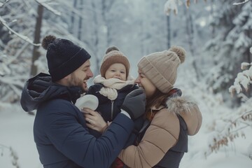 Winter Warmth in a Family Hug - 758045154