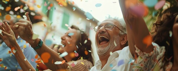 Joyful faces around surprise party success