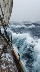 Lost at sea storm raging - obrazy, fototapety, plakaty