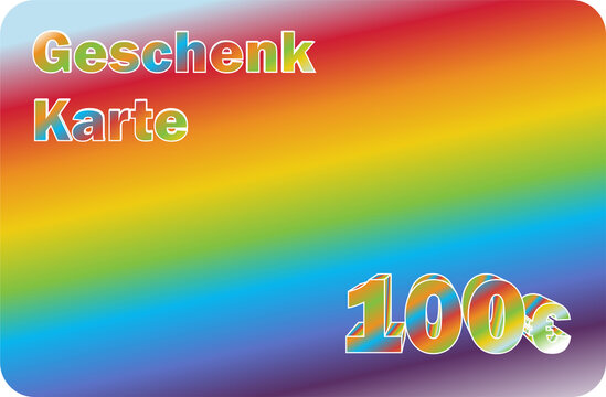 Geschenkkarte 100 Euro in Regenbogenfarben