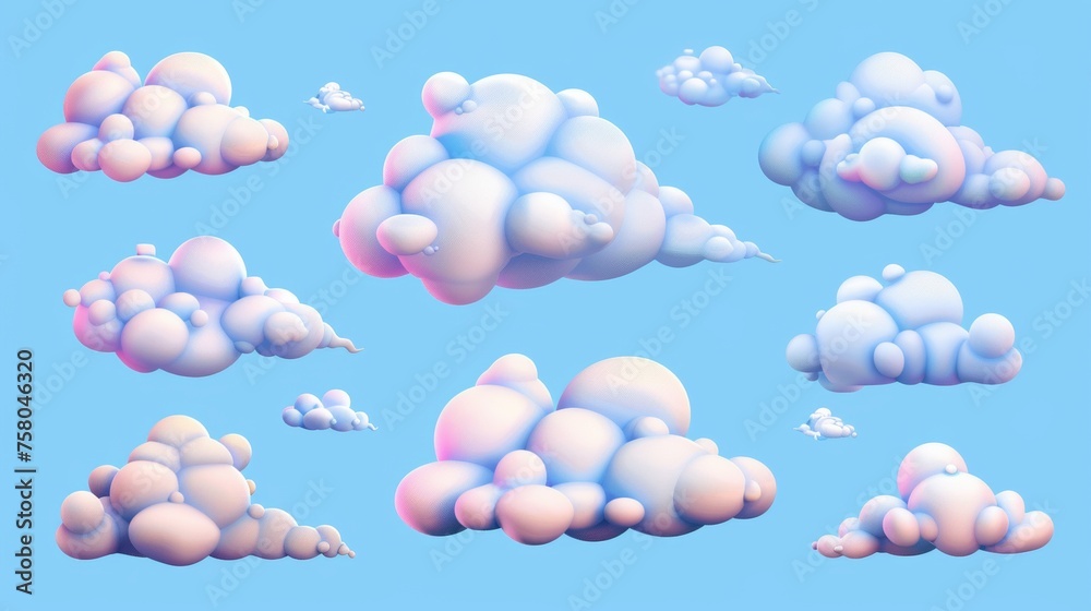 Aufkleber Set of clouds moderns. Realistic render objects for 3D